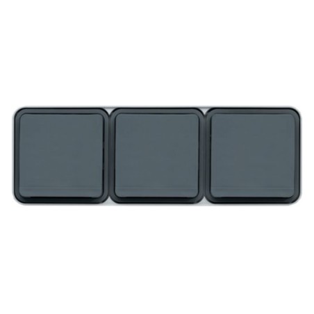 CUBYKO Triple Prise 2P+T 16A horizontale complet Gris étanche IP55