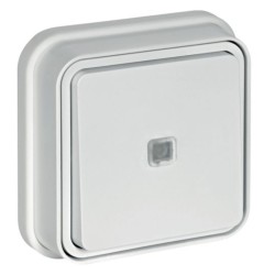 Poussoir à voyant témoin Cubyko Encastré Blanc - HAGER WNE023B