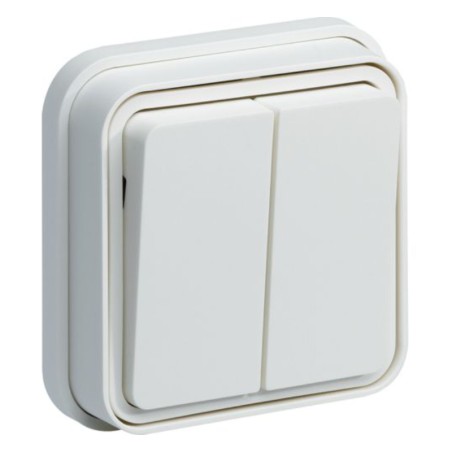 Double interrupteur Cubyko encastré Blanc