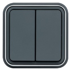 CUBYKO Double interrupteur encastré Gris - HAGER WNE040