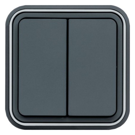 CUBYCO Double interrupteur encastré 10A Gris étanche IP55