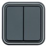 CUBYCO Double interrupteur encastré 10A Gris étanche IP55