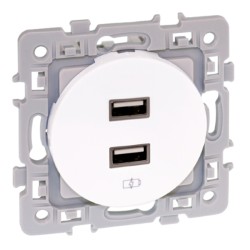 Chargeur Square blanc double USB type-A 11W - EUROHM 60229