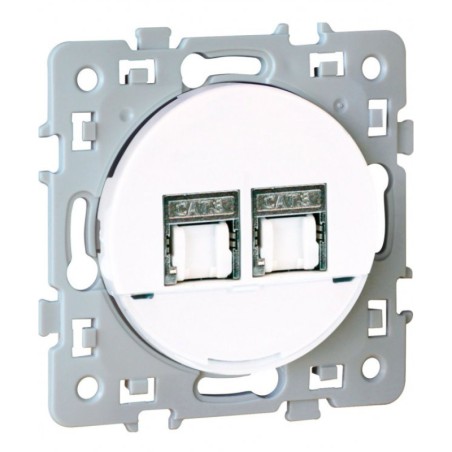 Prise Double RJ45 Grade 3 catégorie 6 STP blanc Square