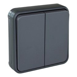 EUROHM 60882 - Double Va et Vient Oxxo Gris Encastré IP55 - FC