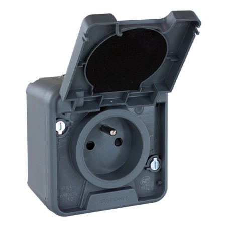 Prise 16A étanche IP55 anthracite Oxxo