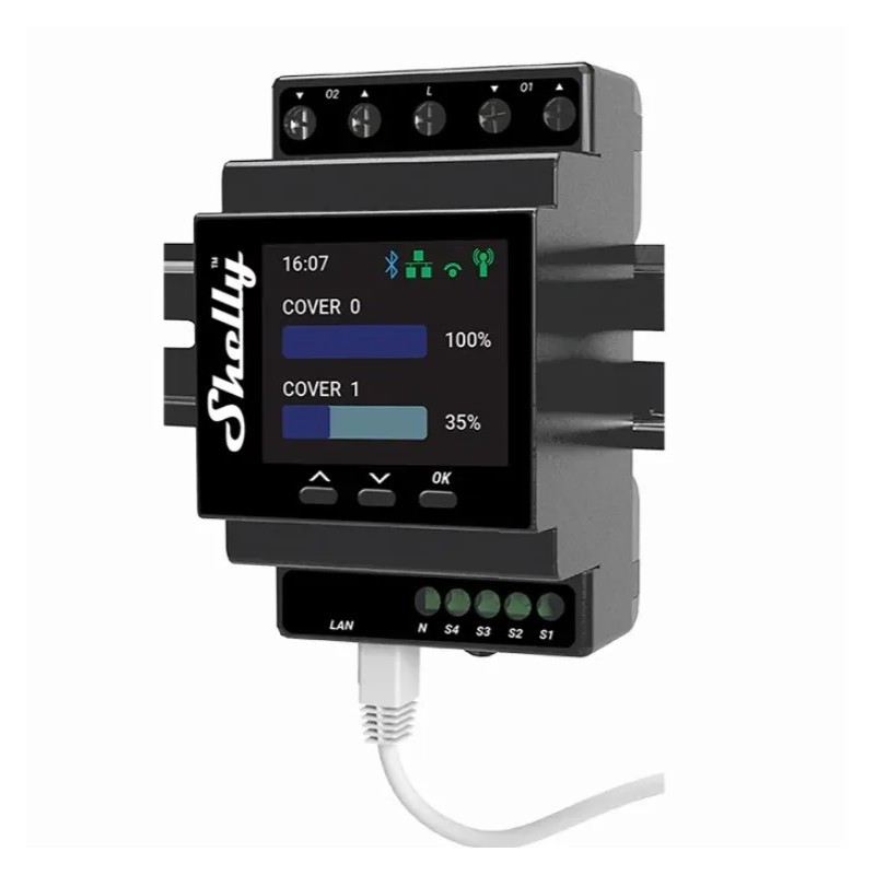 Module WiFi volets roulants rail DIN Shelly Pro Dual Cover
