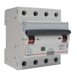 Disjoncteur différentiel 4P C10 6/10k AC 30mA - LEGRAND 411185