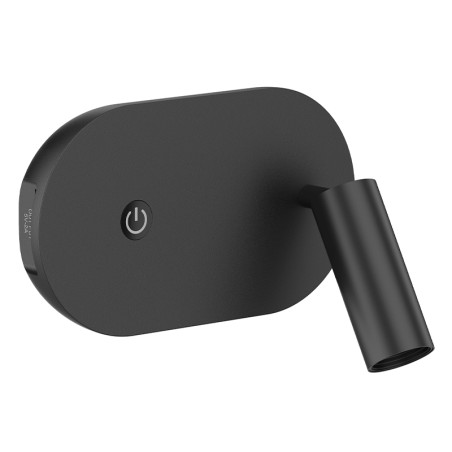 Applique liseuse LYRA 3W 3000K + chargeur USB 200 lm 67 lm/W Noir