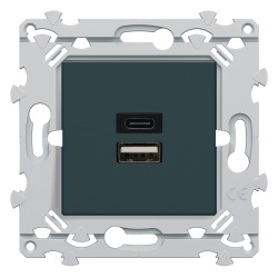 Essensya Chargeur USB A+C double Anthracite HAGER WE113A