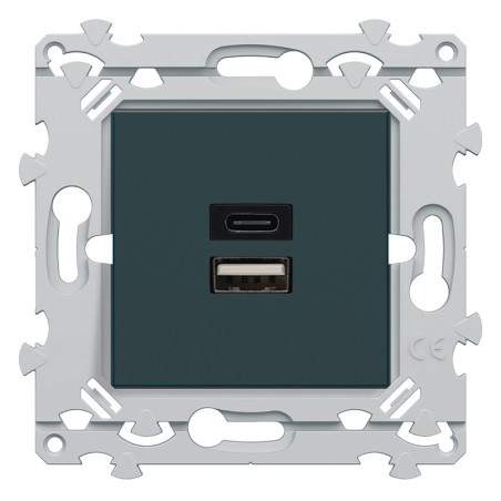 Essensya Chargeur USB type A+C double 5V 15W Anthracite