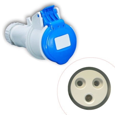 Fiche industrielle femelle 2P+T 32A IP44