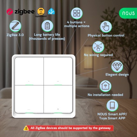 Interrupteur Zigbee 3.0 sans fil