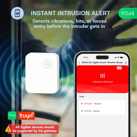 Capteur détecteur vibration Zigbee