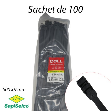 Colliers d'installation noir 9x500mm