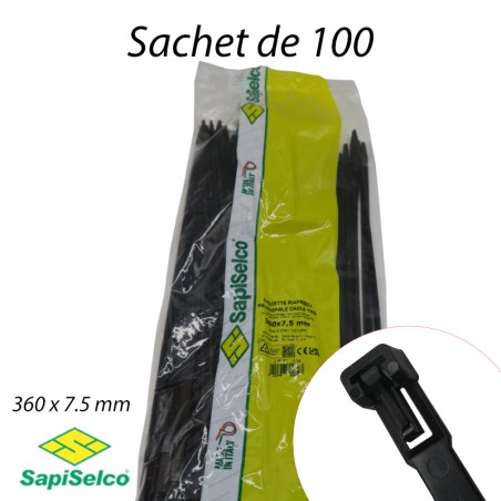Collier de serrage réouvrable 7,5x360mm