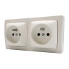 Oteo ASL Prise double 2P+T 16A 250V bornes auto saillie complet Blanc