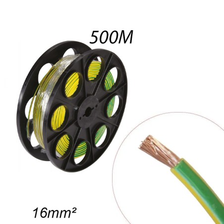 Fil rigide HO7 V-R 16mm² Vert/Jaune - 500ml