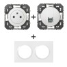 Dooxie Prise Surface + Prise RJ45 + plaque carrée blanc