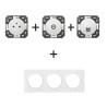 Dooxie Prise + Prise TV + Prise RJ45 + plaque carrée blanc