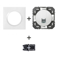 Dooxie Prise RJ45 Cat 6 600376 + plaque carrée blanc + griffes