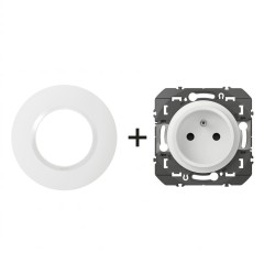 Dooxie Prise rénovation + plaque Ronde blanc LEGRAND 600328