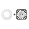 Dooxie Prise rénovation 2P+T faible profondeur + plaque Ronde blanc