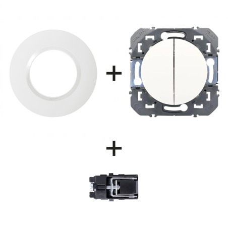 Dooxie Inter double IP20 pour intérieur + plaque Ronde blanc + griffes