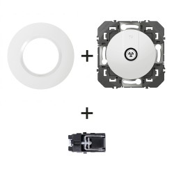 Dooxie prise TV simple 600351 + plaque Ronde blanc + griffes