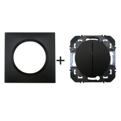Dooxie Inter double + plaque carrée noir LEGRAND 600202