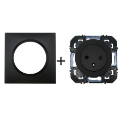Dooxie Prise Surface + plaque carrée noir LEGRAND 600535