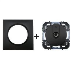 Dooxie Prise TV simple + plaque carrée noir LEGRAND 600551