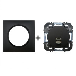Dooxie Prise RJ45 Cat 6 + plaque carrée noir LEGRAND 600575