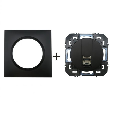Dooxie Prise RJ45 Cat 6 + plaque carrée noir