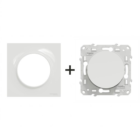 Odace Poussoir simple 10 A à 250 V CA 50/60 Hz + plaque Blanc
