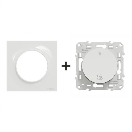 Odace Interrupteur VMC 2 vitesses sans position arrêt + plaque Blanc