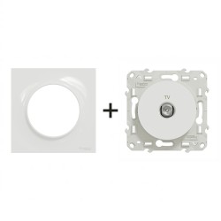 Odace Prise TV simple S520445 + plaque Blanc