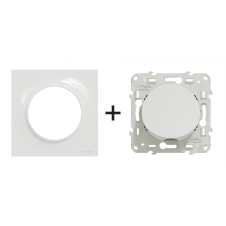 Odace Sortie de câble + plaque Blanc