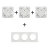 Odace Prise triple 2P+T + plaque Blanc - S520052 x 3
