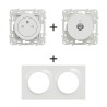 Odace Prise Surface + prise TV simple + plaque Blanc