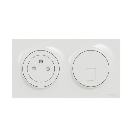 Odace Prise Surface + Prise RJ45 + plaque Blanc