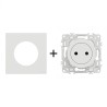 Odace Prise de courant 2P + plaque Blanc Craie