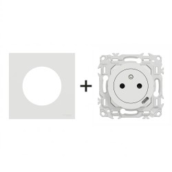 Odace Prise + chargeur USB-C S920042 + plaque Blanc Craie