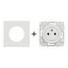 Odace Prise de courant 2P+T + plaque Blanc Craie
