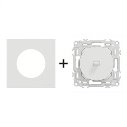Odace Inter/poussoir à levier S920203 + plaque Blanc Craie