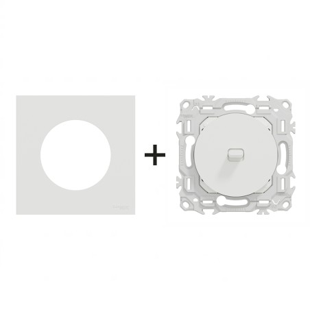 Odace Inter/poussoir à levier 250 V CA, 50/60 Hz + plaque Blanc Craie