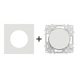 Odace Interrupteur/poussoir S920204 + plaque Blanc Craie