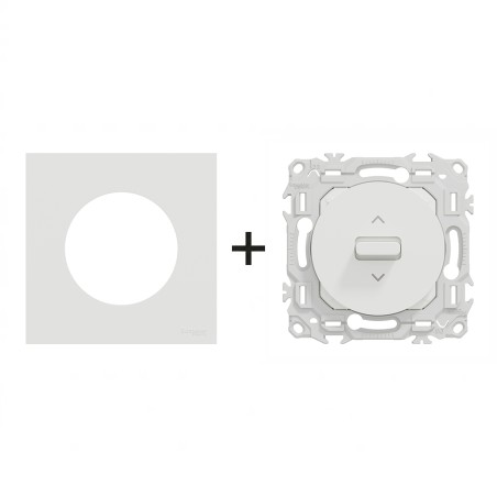 Odace Inter volets roulants + plaque Blanc Craie
