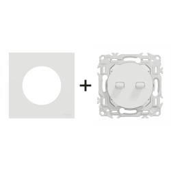 Odace Double Inter/BP à levier S920213 + plaque Blanc Craie