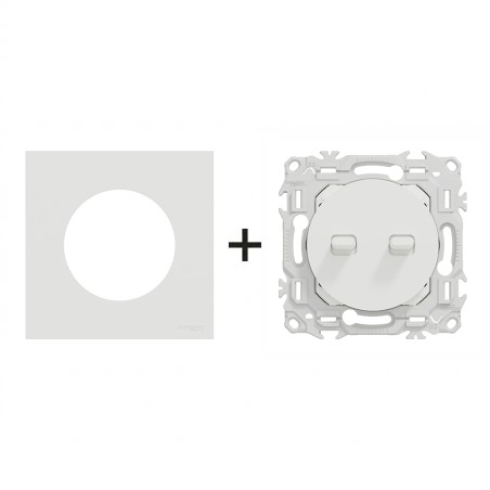 Odace Double Inter/BP à levier 250 V CA 50/60 Hz + plaque Blanc Craie